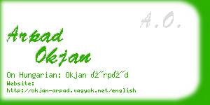 arpad okjan business card
